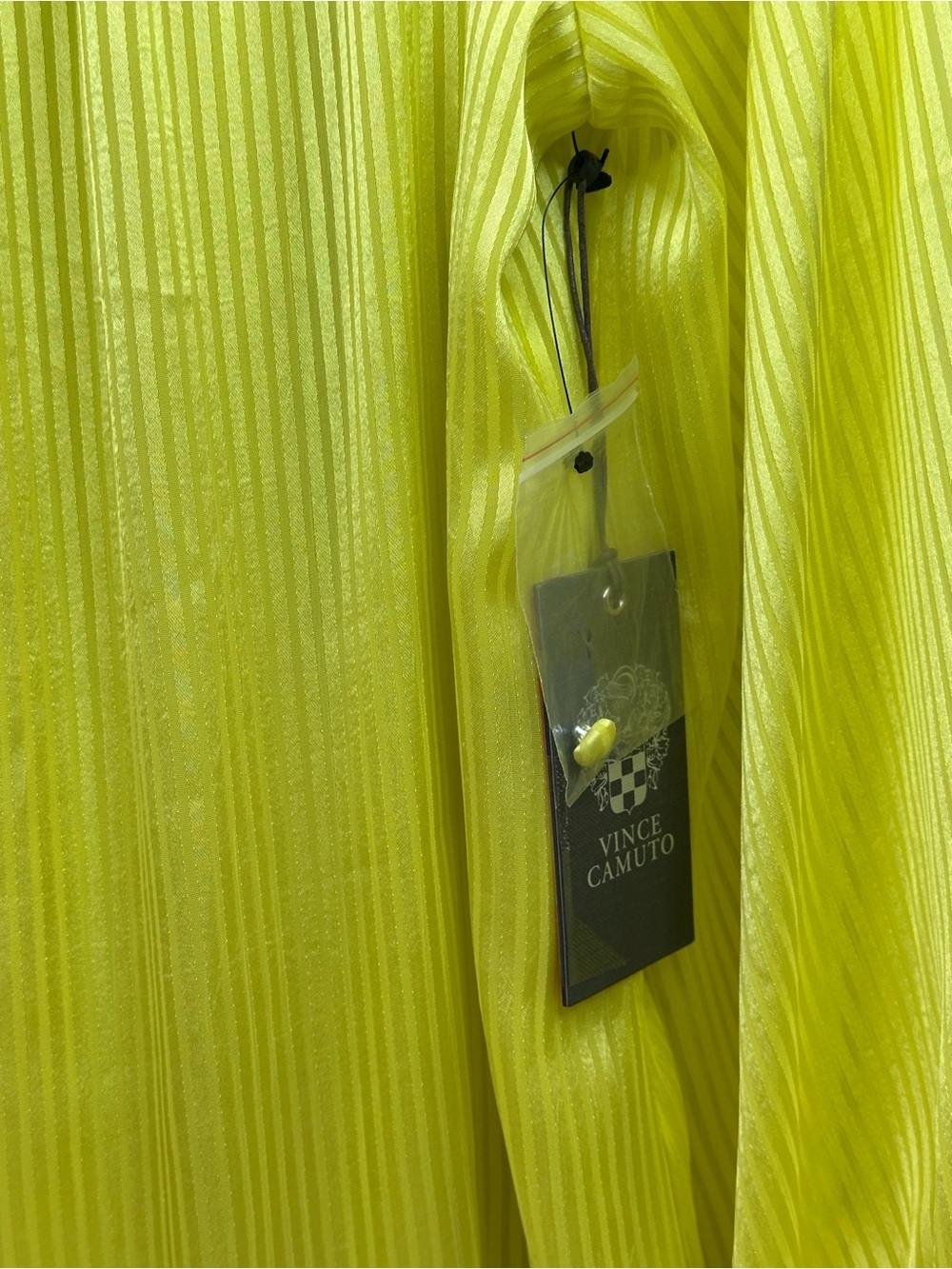 Vince Camuto Bright Yellow Pleated Tie-Hem Blouse, size medium, NWT - Picture 3 of 8